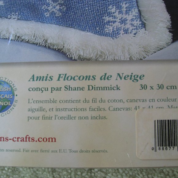 Dimensions SNOWFLAKE PALS Needlepoint Pillow Kit #9138 Snowman Bird 12"x12" 2006 - Picture 5 of 9